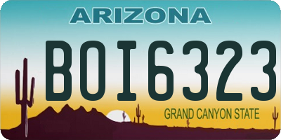 AZ license plate BOI6323