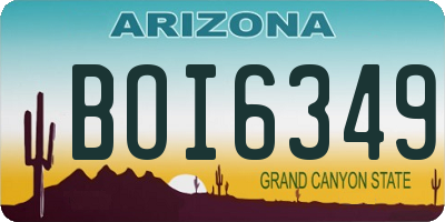 AZ license plate BOI6349