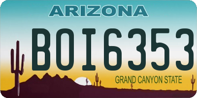 AZ license plate BOI6353