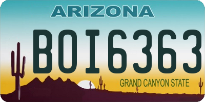 AZ license plate BOI6363
