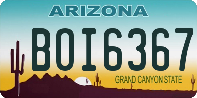 AZ license plate BOI6367