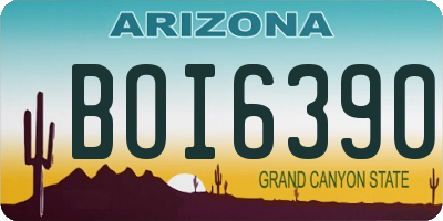AZ license plate BOI6390