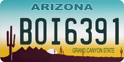 AZ license plate BOI6391