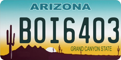 AZ license plate BOI6403