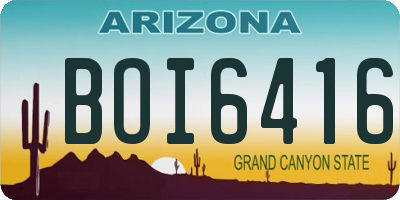 AZ license plate BOI6416