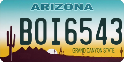 AZ license plate BOI6543
