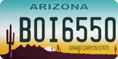 AZ license plate BOI6550
