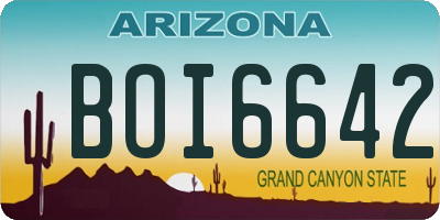 AZ license plate BOI6642
