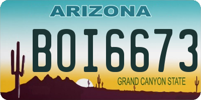 AZ license plate BOI6673