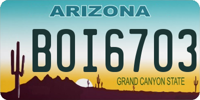 AZ license plate BOI6703