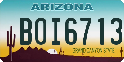 AZ license plate BOI6713