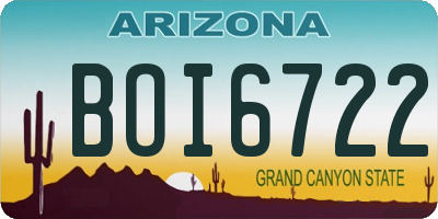 AZ license plate BOI6722