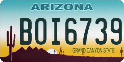 AZ license plate BOI6739
