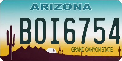 AZ license plate BOI6754