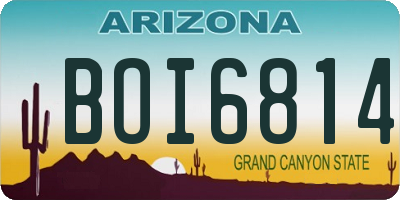 AZ license plate BOI6814