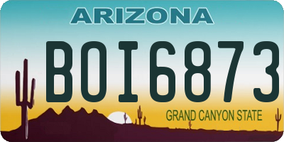 AZ license plate BOI6873