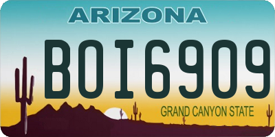 AZ license plate BOI6909