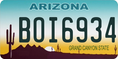 AZ license plate BOI6934