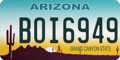 AZ license plate BOI6949
