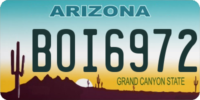 AZ license plate BOI6972