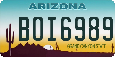 AZ license plate BOI6989