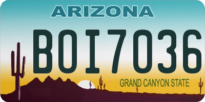 AZ license plate BOI7036