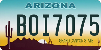 AZ license plate BOI7075