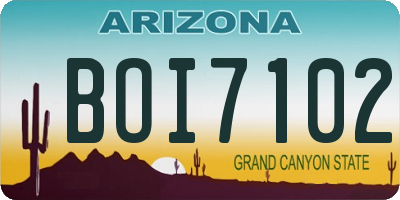 AZ license plate BOI7102