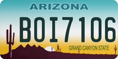 AZ license plate BOI7106