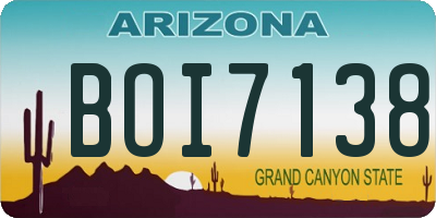 AZ license plate BOI7138