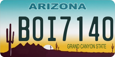 AZ license plate BOI7140
