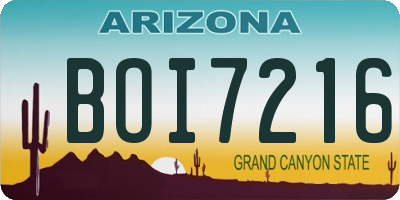 AZ license plate BOI7216