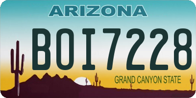 AZ license plate BOI7228