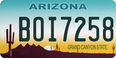 AZ license plate BOI7258