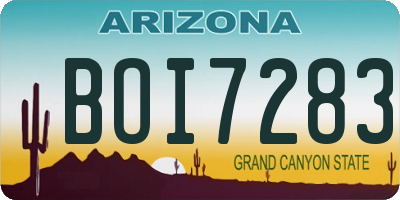 AZ license plate BOI7283