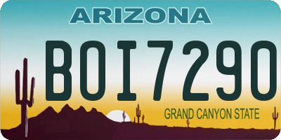 AZ license plate BOI7290