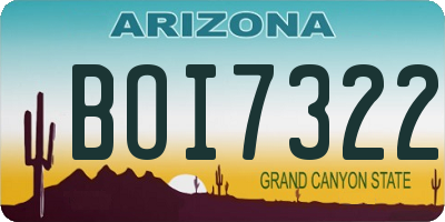 AZ license plate BOI7322