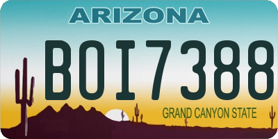 AZ license plate BOI7388