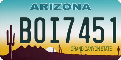AZ license plate BOI7451