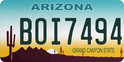 AZ license plate BOI7494