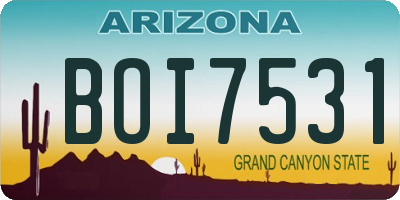 AZ license plate BOI7531