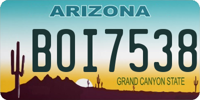 AZ license plate BOI7538