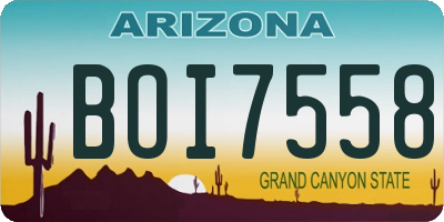 AZ license plate BOI7558