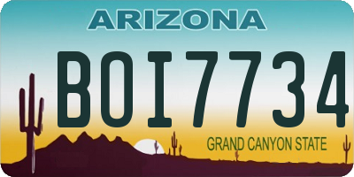 AZ license plate BOI7734
