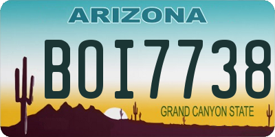 AZ license plate BOI7738