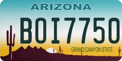 AZ license plate BOI7750