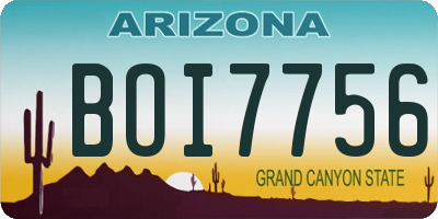 AZ license plate BOI7756