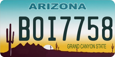 AZ license plate BOI7758