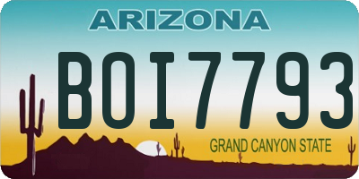 AZ license plate BOI7793