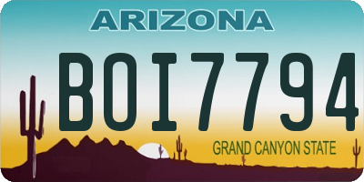 AZ license plate BOI7794